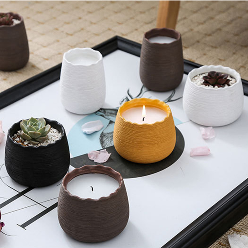 Customized wholesale ceramic candle holder vessel with different sizes and shapes for home decor